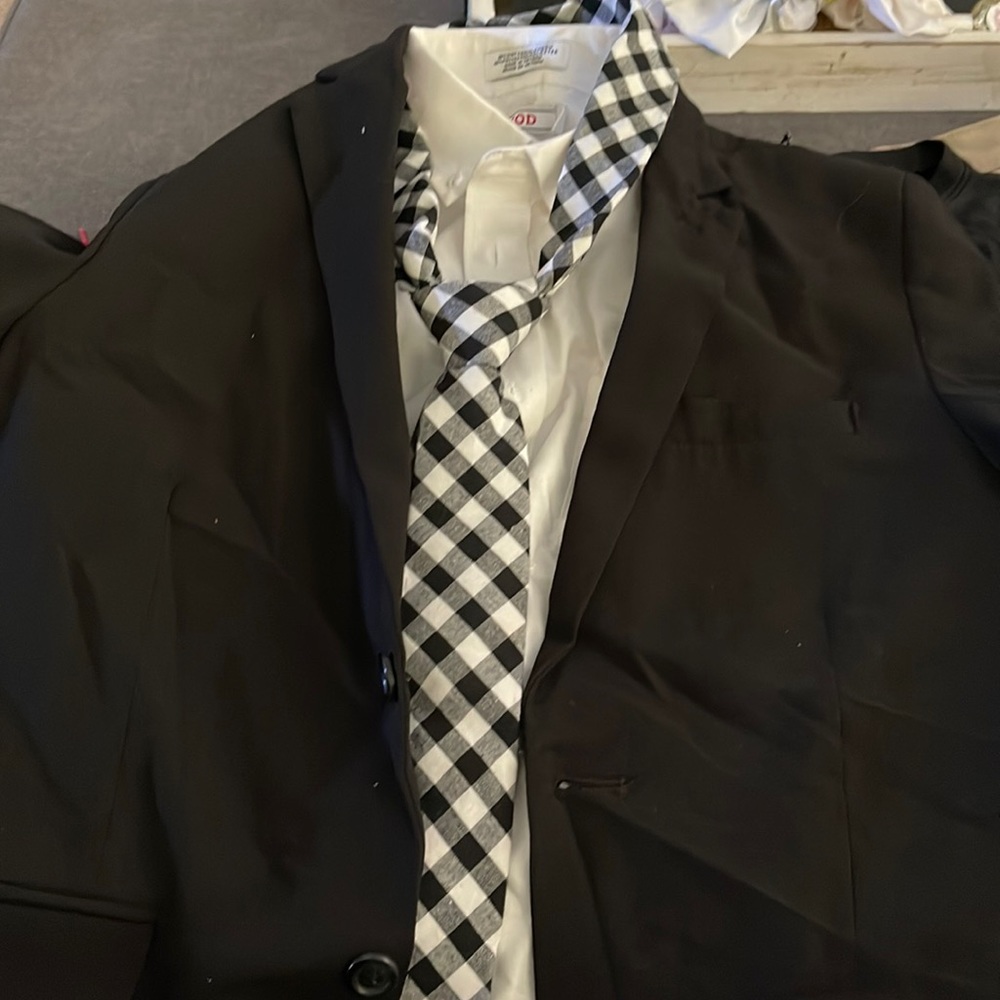Black Suit jacket, shirt and tie